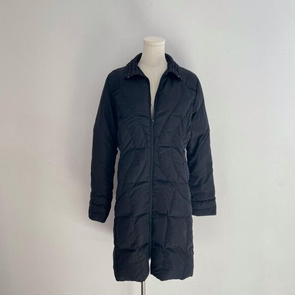 Vintage Moncler Down Puffer Coat | Black Long Quilted Jacket | Women’s Size 3 M - Picture 1 of 8